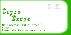 dezso matje business card